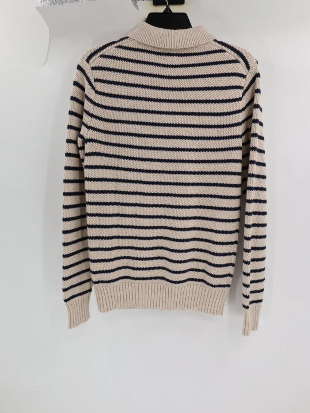 NWT J Crew Sweater Polo Mens XS Cotton Racking Stitch Striped Long Sleeve preppy